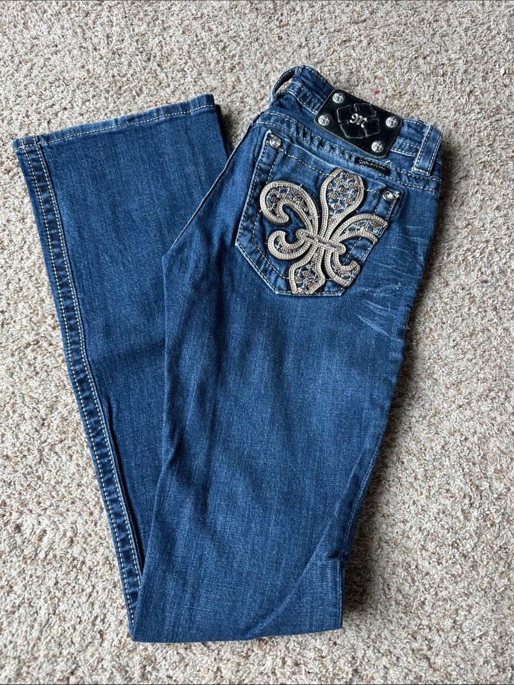 Miss Me Embellished Dark Blue Boot Cut Jeans